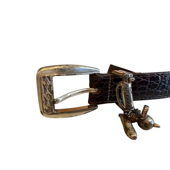 Vintage Brighton Belt Golfer Charm Detail Brown M - Picture 4 of 5